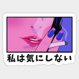 90s Anime Manga Girl (I Don't Care Japanese Writing) Sticker